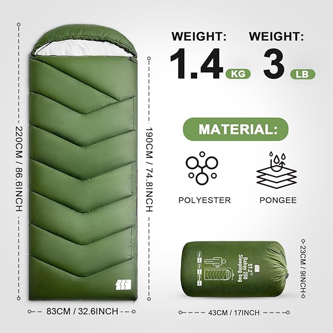 Sleeping Bags for Adults Cold Weather, Waterproof, Lightweight Camping Sleeping - Image 2