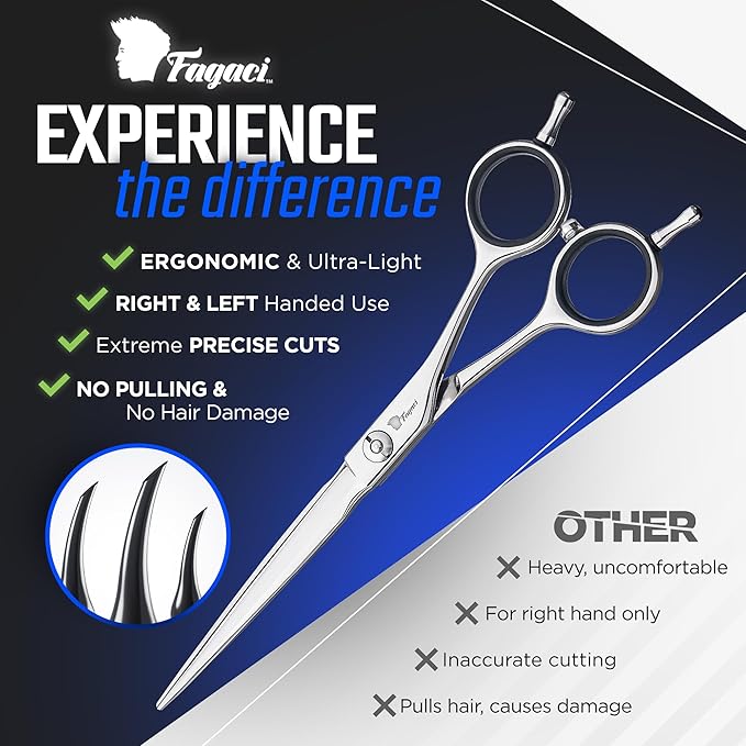 Fagaci Hair Thinning Scissors 6" with 440C Steel, Extreme Sharpness & Precise Cuts Texturizing Shears, Professional Hair Scissors, Barber Scissors Set, Slim Blades Texturizing Scissors