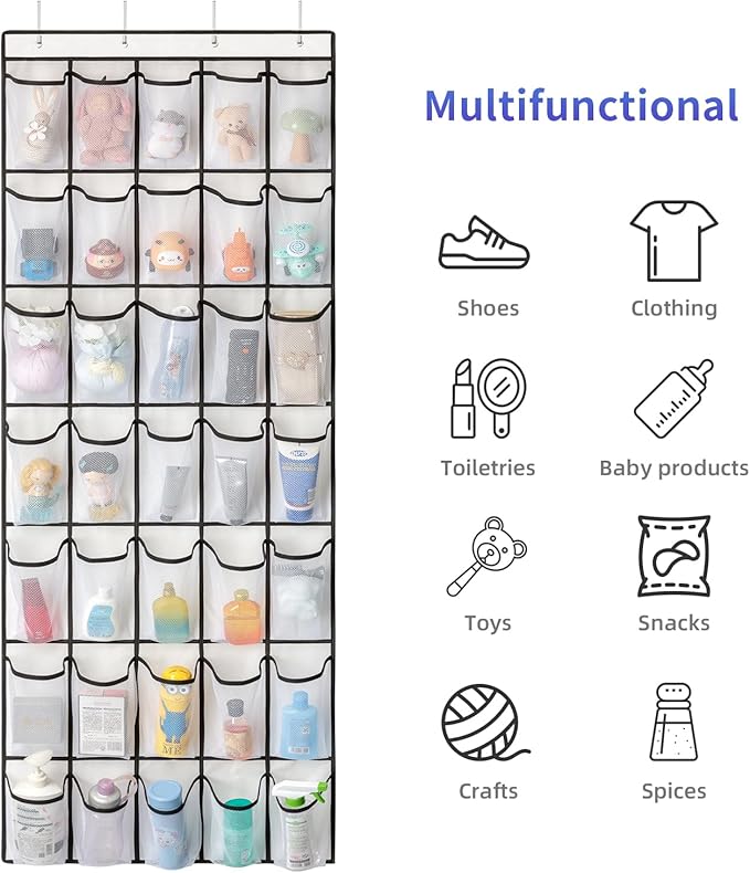 35 Pockets Over the Door Shoe Organizer, Hanging Shoe Organizer - Image 7