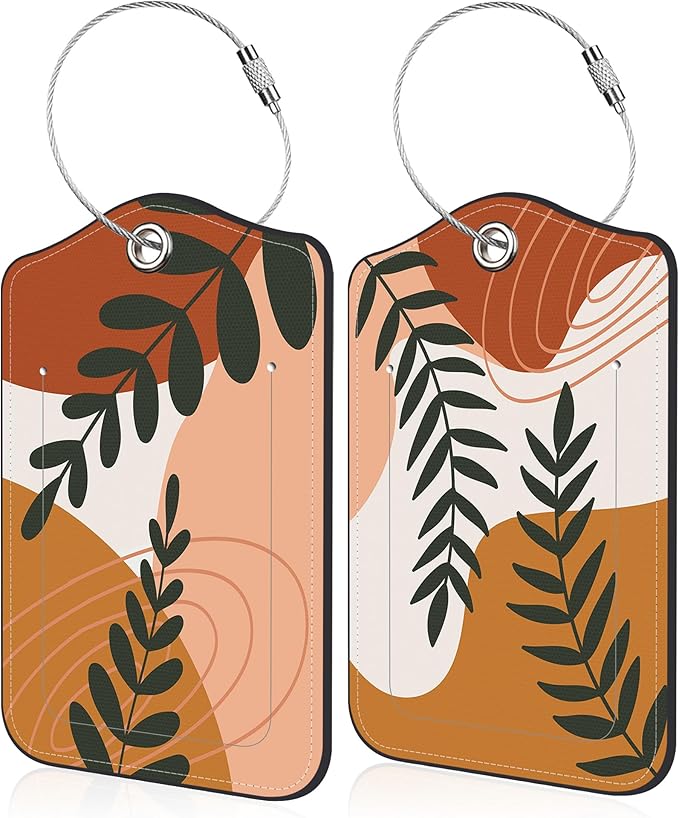 Boho Abstract Leaves Luggage Tag by Unknown
