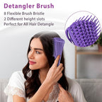 Hair Brush Set, Hair Brushes for Women Men kid Wet Dry All Hair Detangling Parting Styling, Brush Set with Detangler Brush, Edge Brush, Teasing brush, Rat Tail Comb (Purpe)