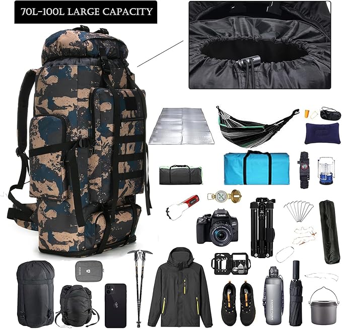 Hiking Backpack for Men 70L/100L Camping Backpack Military Rucksack Molle 3 - Image 4
