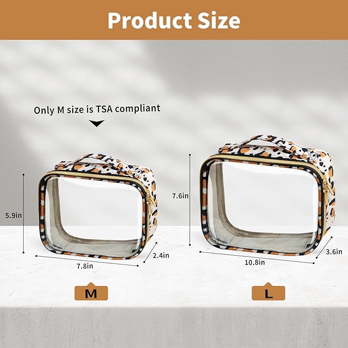 TSA Approved Travel Toiletry Bag, 2 Pack Clear Makeup Bags - Image 3