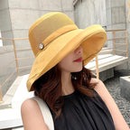 Women Wide Brim Sun Hats Metal Wired Edge Summer UV Protection Beach Fishing Hat - Image 2