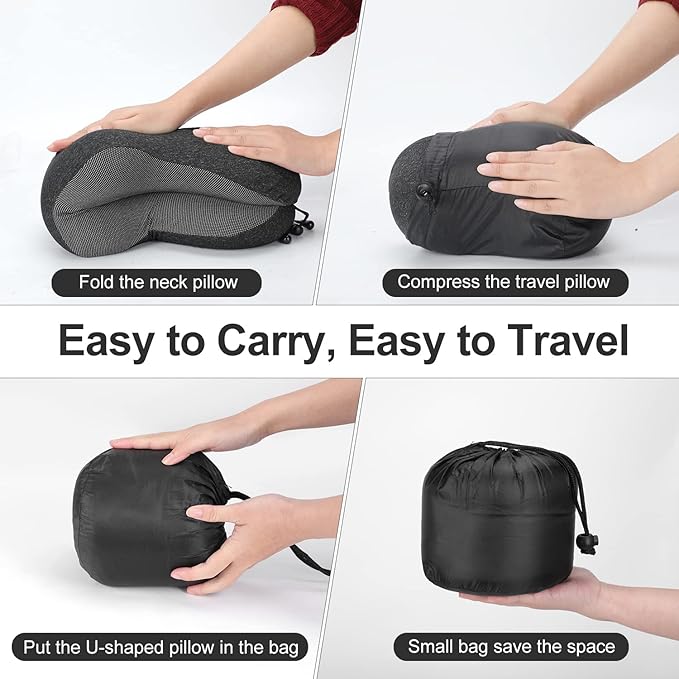 Travel Pillow, Best Memory Foam Neck Pillow Head Support Soft Pillow - Image 7