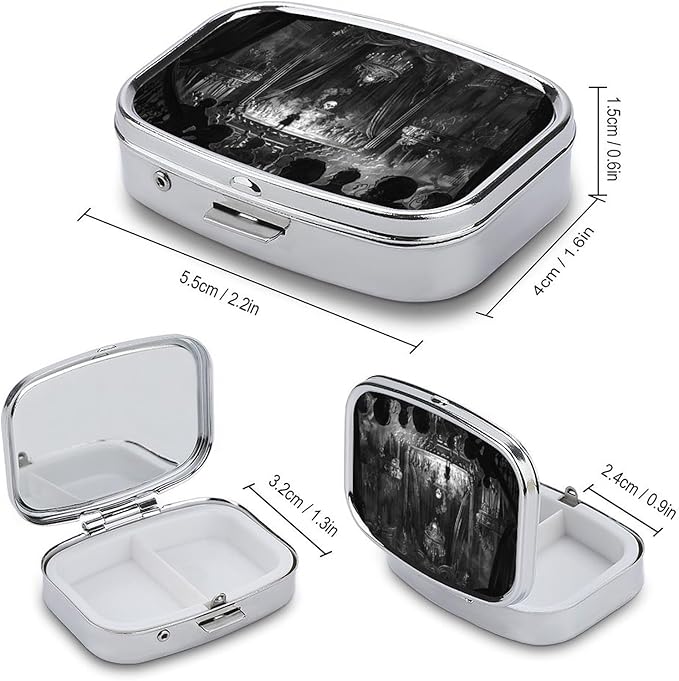 Metal 2 Compartment Pill Organizer Travel Friendly Portable Compact Pill Box - Image 3