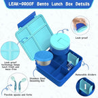Kids Bento Lunch Box with 8oz Soup Thermo, Kids Leakproof Lunch Food Containers - Image 5