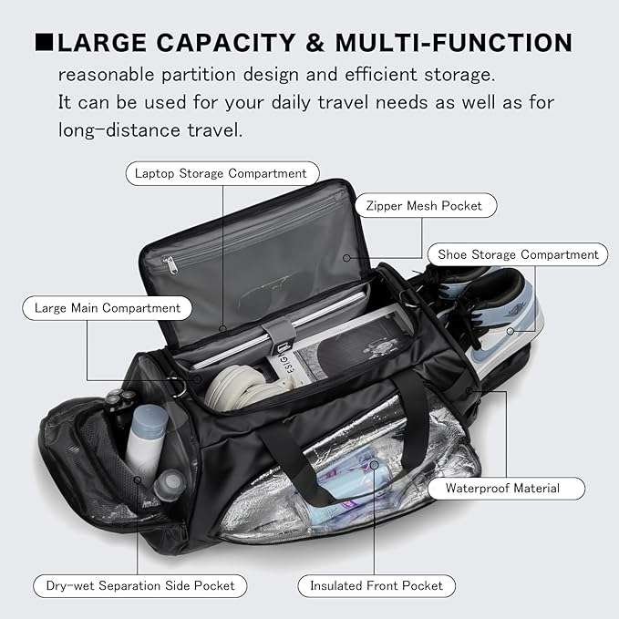 40L Travel Duffle Bag, 4-in-1 Large Gym Bag - Image 5