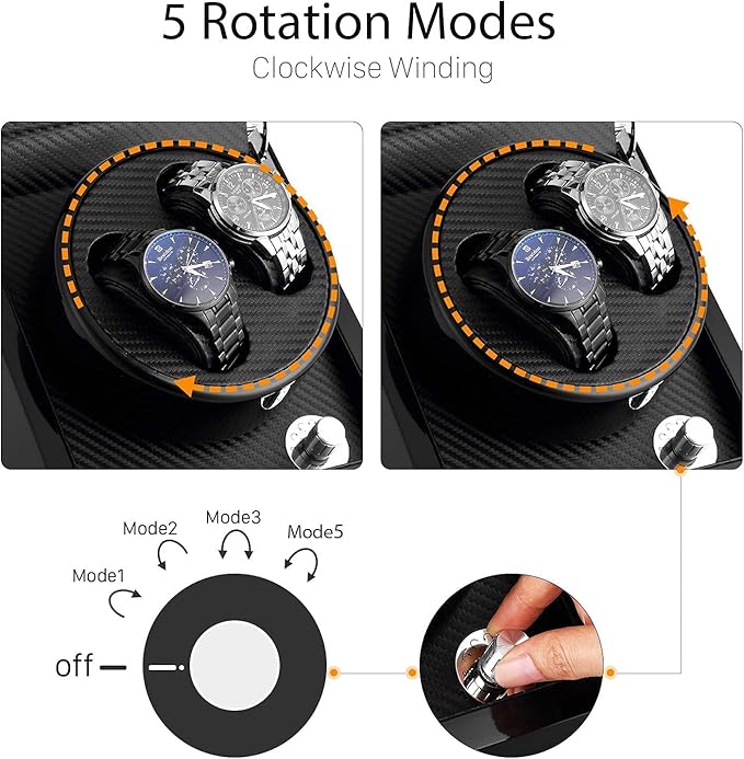 Uten Automatic Double Watch Winder Box, Luxury Wooden Storage Case - Image 3