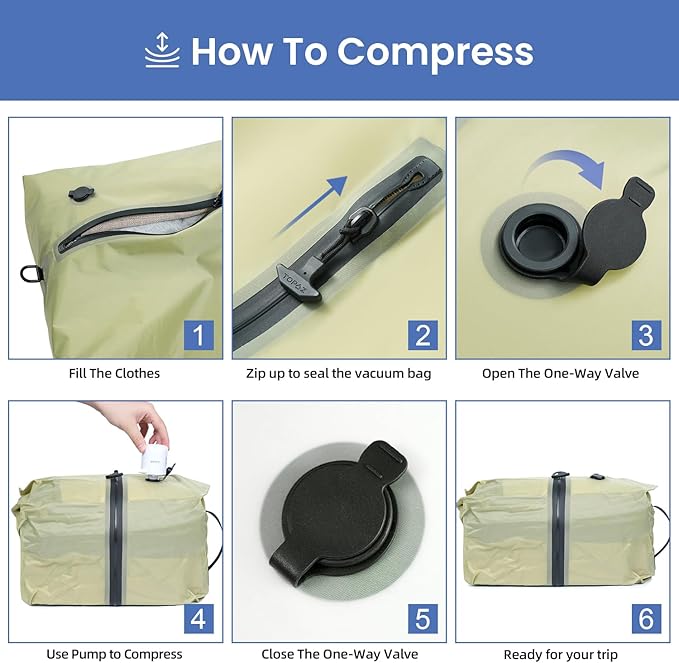 BAGAIL TPU Vacuum Bag for Travel, Reusable Compression Bag - Image 6