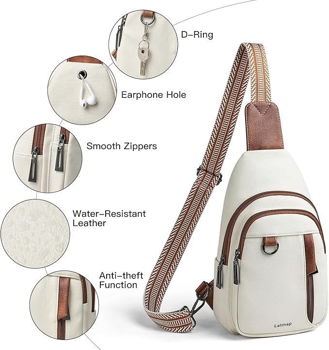 7L Sling Bag for Women Men Leather Small Sling Backpack Daypack Anti Theft - Image 4
