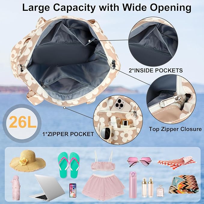 LEDAOU Beach Bags for Women, Beach Bags Waterproof Sandproof, Packable Beach - Image 7