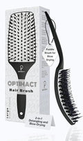 Curved Vented for Blow Drying - Boar Bristle Brush (Large) with Comfortable Handle - Soft Bristle Brush for Thick and Fine Hair - Natural Boar Bristles for Women, Men & Kids - White