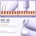 Bikini Trimmer for Women, 2 in 1 Electric Shaver for Women, Bikini RazorWaterproof IPX7 with LED, Pubic Hair Trimmer for Leg Arm Underarm Bikini Area, Pull Bows Gift Box(Lavender Dream Purple)