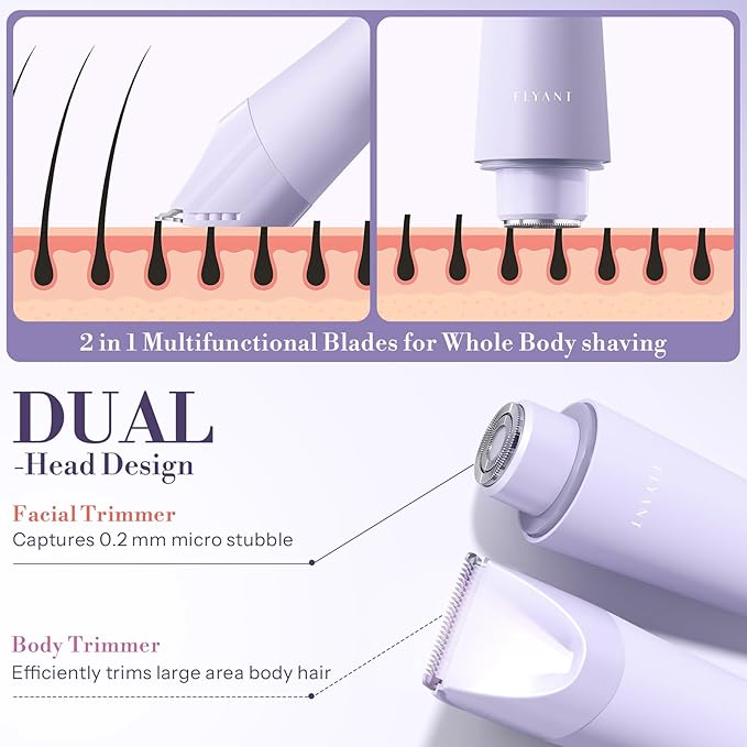 Bikini Trimmer for Women, 2 in 1 Electric Shaver for Women, Bikini RazorWaterproof IPX7 with LED, Pubic Hair Trimmer for Leg Arm Underarm Bikini Area, Pull Bows Gift Box(Lavender Dream Purple)