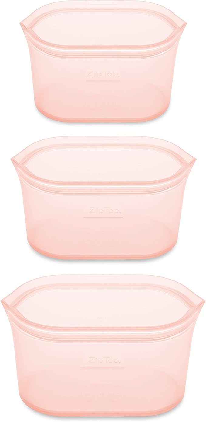 Zip Top Reusable Food Storage Bags | 3 Dish Set | Silicone Meal Prep Container - Image 2