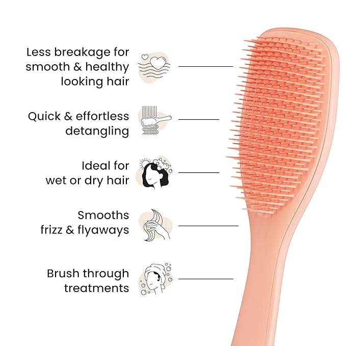 Tangle Teezer Ultimate Detangler Brush for Wet & Dry Hair, Eliminates Knots & Reduces Breakage for Straight to Wavy Hair Types, Amazon Exclusive Apricot