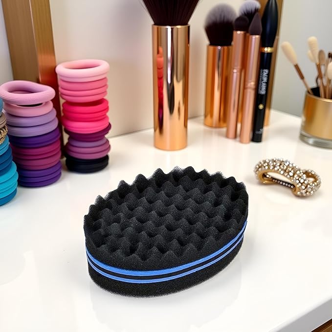 Black Magic Barber Sponge Brush Curl Twist Hair Sponge Big Holes Double-Sided Comb Twist Hair Wave Brush Afro Curling Coil Care Tool Dreads Locking Suitable For Curly Hair Brushes Styling Tools