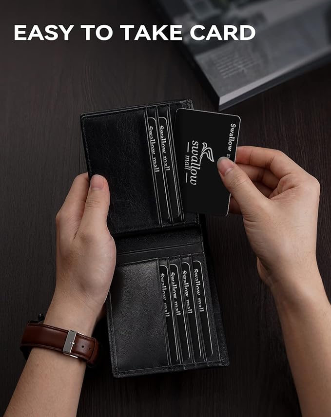 Swallowmall Mens Wallet Rfid Blocking Leather Wallet - Image 6