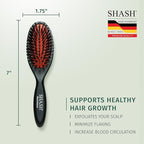 SHASH Since 1869 Hand Made In Germany - Nylon Boar Bristle Brush Suitable For Normal to Thick Hair Gently Detangles, No Pulling or Split Ends - Softens Improves Hair Texture, Stimulates (Extra Small)