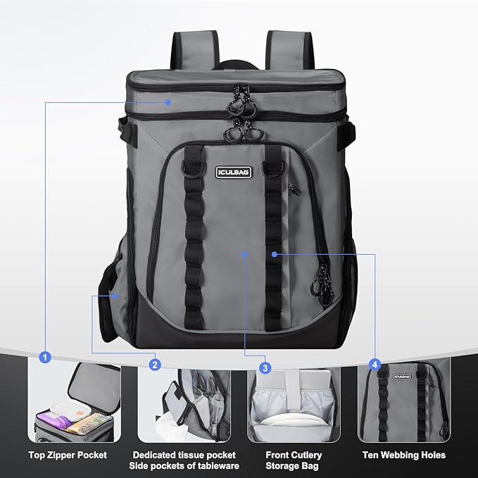 Beach Cooler Backpack for Men 36cans Insulated Backpack Cooler Lunch Bag for - Image 4
