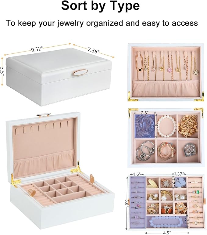 Small Jewelry Organizer for Women, 2-Layer Travel Jewelry Box - Image 6