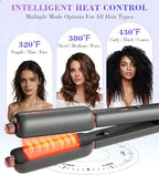 FMZ Flat Iron Hair Straightener Curler and Crimper, Professional 4 in 1 Hair Styling Irons for Straightening, Crimping, Curling, Dual Voltage, Auto Shut-Off, Small and Portable for Women Travel Home