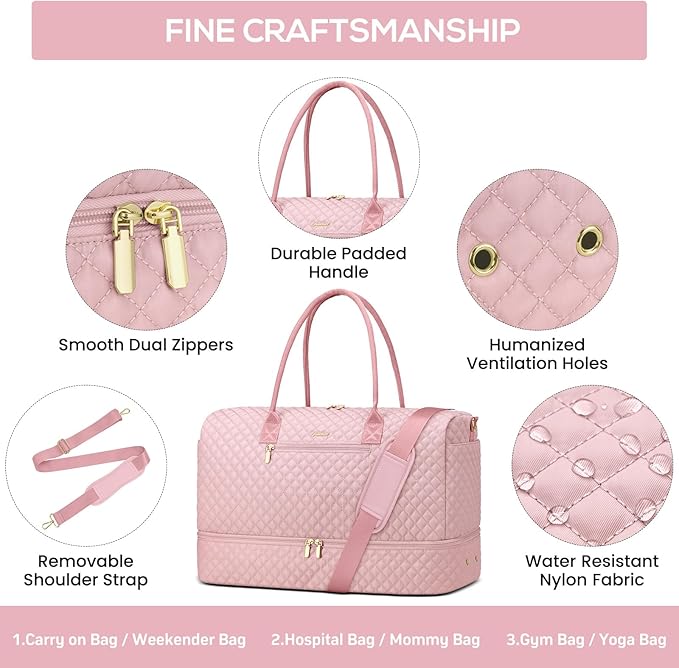Travel Duffle Bag for Women Weekender Overnight Bag - Image 5