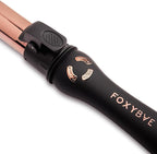 FoxyBae Rotating Curling Iron - Professional Automatic Hair Curler Wand for Long Hair w/Temp Control - 1” Titanium Barrel Hair Styling Tools for Silky Curls - Self Hair Curlers - [Black-Rose-Gold]