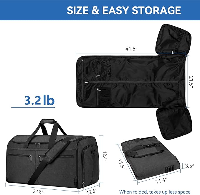 Bukere Garment Bags for Travel, Convertible Carry on Duffel Bag for Men Women - Image 6