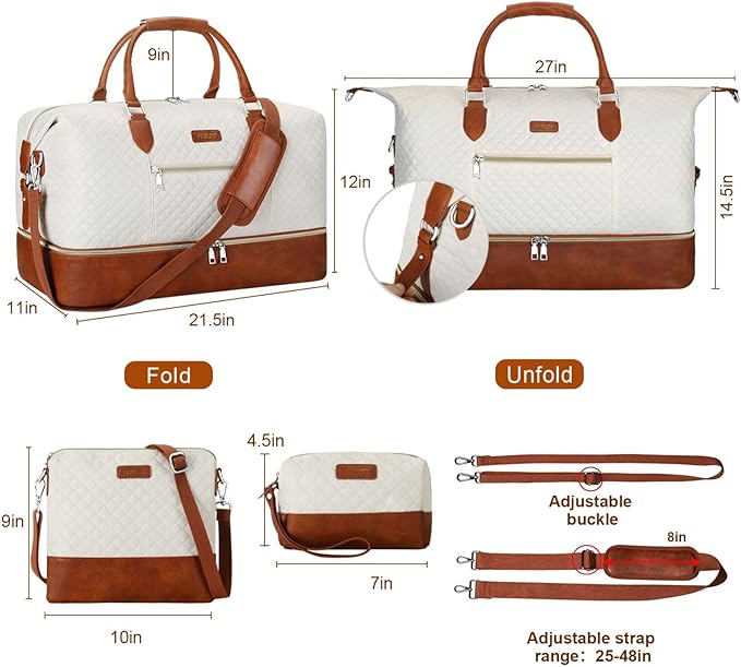Weekender Bag for Women, Travel Duffel Bag Carry On Overnight Bag - Image 5