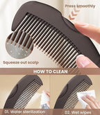 Dandruff Comb Fine Tooth Scalp Detox Comb Lice for Women, Men & Kids Stainless Steel Scalp Detoxing, Sweep & Massage Hair Brush Tool for Hair Care (Brown)