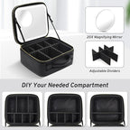 Makeup Bag with Magnetic Detachable Lighted Mirror 360° Swivel Angle, Travel - Image 7