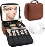 Travel Makeup Bag with LED Mirror and 10x magnifying glass with 3 Lighted - Image 9