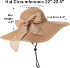 DRESHOW Beach Hats for Women Big Straw Wide Brim Summer Hat Floppy Foldable - Image 4