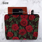 Woman Rose Makeup Bag - Blossom Flower Roses Red Travel Cosmetic Bags Toiletry Makeup Organizer Pencil Pouch For Owners Lady Birthday Gifts