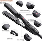 LOVANI Mini Flat Iron 0.5 inch, Dual Voltage Travel Hair Straightener for Short to Medium Hair & Bangs, Small Size Ceramic Tourmaline 3D Floating Plates, Heat‑Resistant Pouch Included