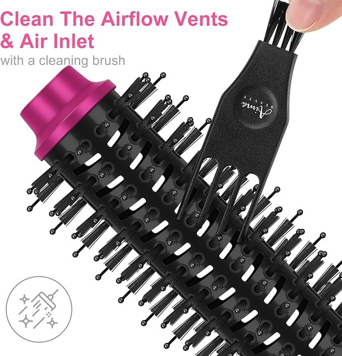 Aima Beauty One Step Hair Dryer & Volumizing Hot Air Brush, Ceramic Straightener Brush, Curler & Hot Comb 4 in 1 Salon Ionic Hair Brush, Rose Pink
