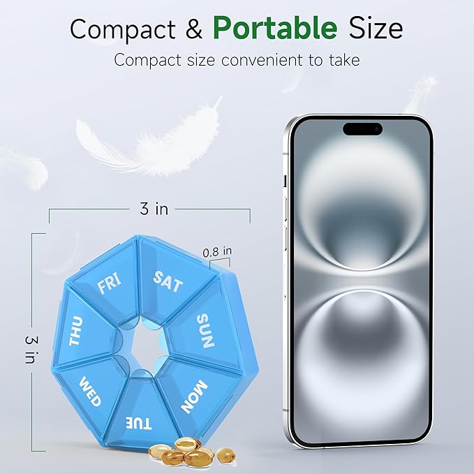 Weekly Pill Organizer, 2 Pack Portable Pill Box Medicine case 6 Colors New - Image 5