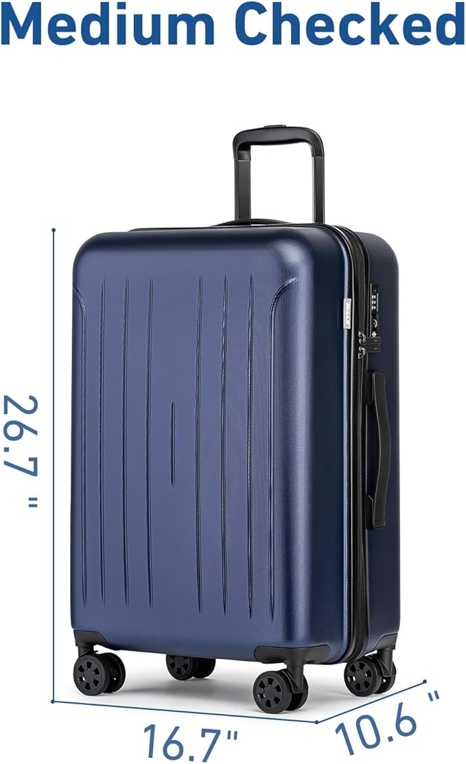 KYME Suitcase Hardshell With Double Spinner Wheels, PC+ABS TSA Lock Travel - Image 5