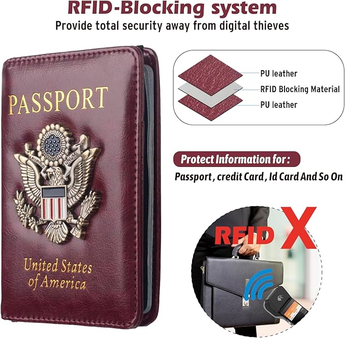 Passport Holder for Travel Women Men, Passport Wallet RFID Blocking US Passport - Image 2