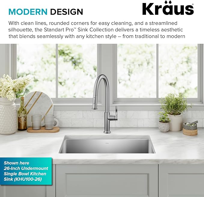 KRAUS Standard PRO 23-Inch 16 Gauge Undermount Single Bowl Stainless Steel - Image 5