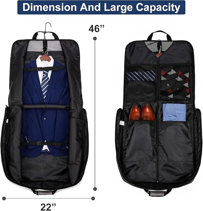 Garment Bag Travel Suit Bag for Men Large 40-Inch Carry on Garment Bag Up to 3 - Image 2