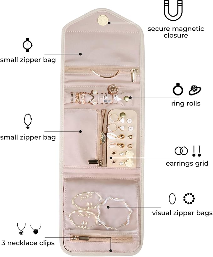 BAGSMART Travel Jewelry Organizer Case Foldable Jewelry Roll - Image 3