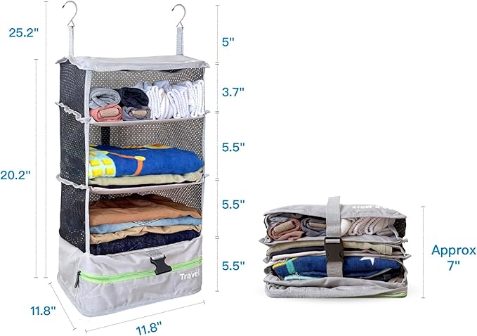 Grand Fusion Stow-N-Go Portable Hanging Travel Shelves, Packing Organizer - Image 2