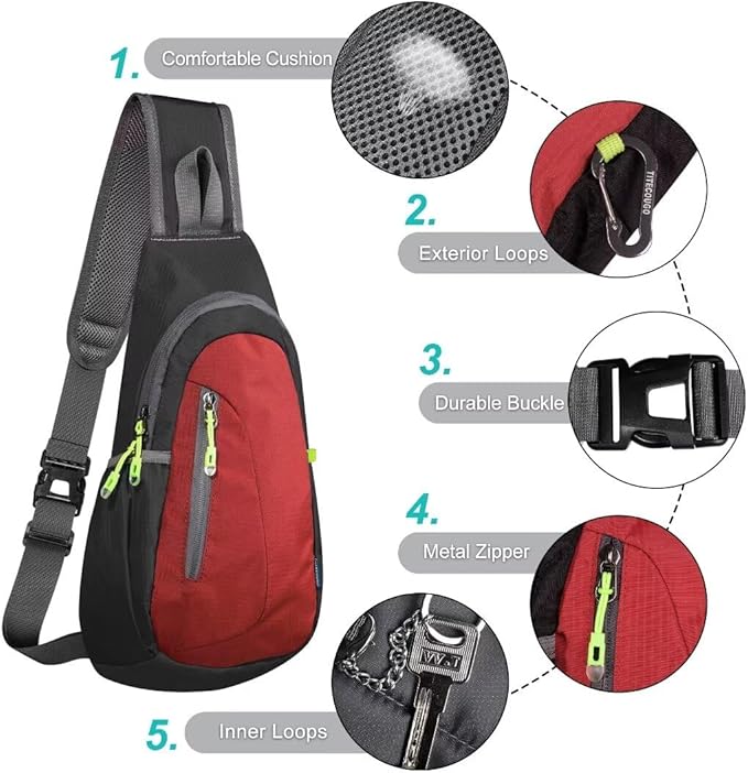 TITECOUGO Small Sling Bag, Lightweight Crossbody Backpack - Image 5