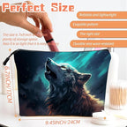 Cosmetic Bags Travel Makeup Toilet Case Waterproof Pouch for Women Girls 6.7X9.45inches - Wolf Howling Against A Mysterious Night Sky