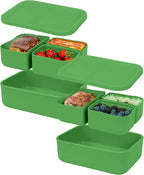 Platinum Silicone Bento Lunch Box Set of 2 – 3 Compartments, Microwave & by VERSATYLE