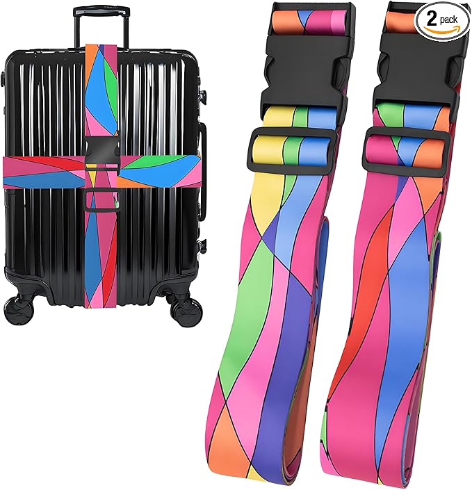 Colorful Luggage Straps for Suitcases, Adjustable Luggage Travel Belts to Keep by Unknown