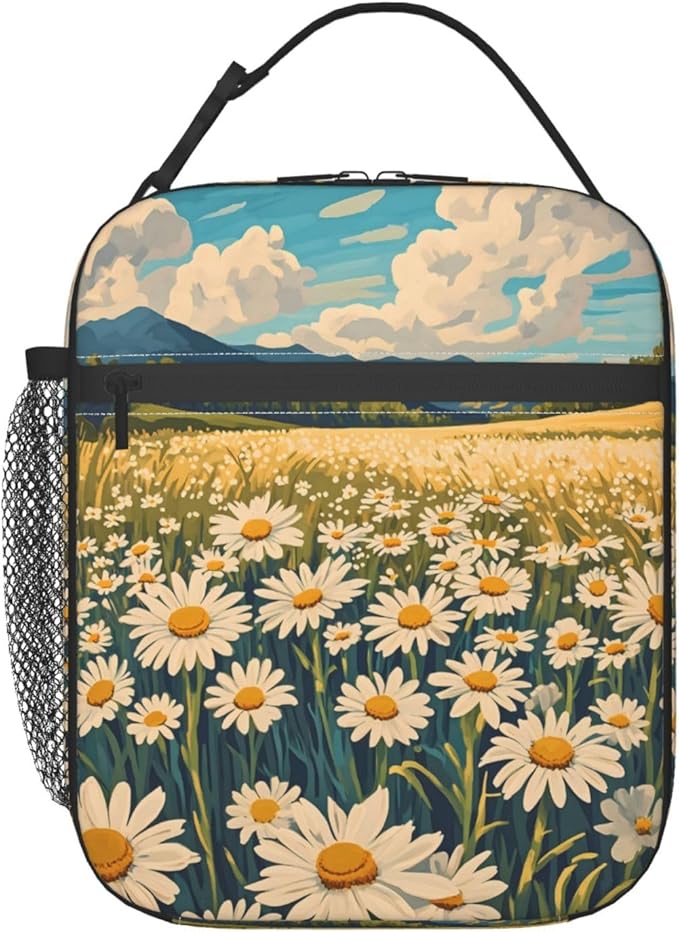 Daisy Flower Lunch Box for Kids Aldults, Nature Floral Reusable Thermal by cromcu